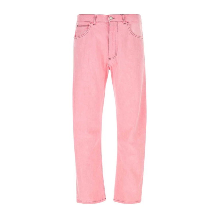 Odważne Różowe Spodnie Straight Jeans Marni