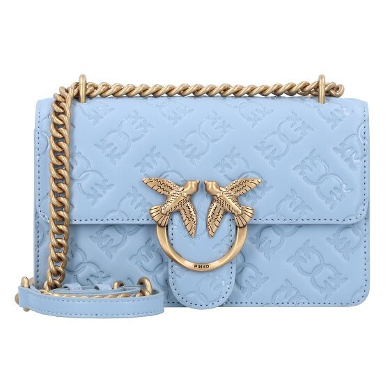 PINKO Love One Torba na ramię Skórzany 21 cm light blue-antique gold