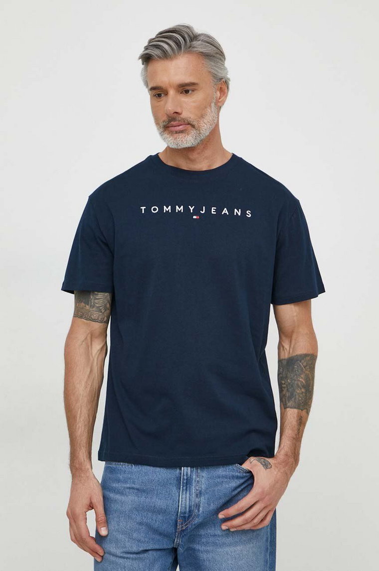 Tommy Jeans t-shirt bawełniany kolor granatowy z aplikacją DM0DM17993