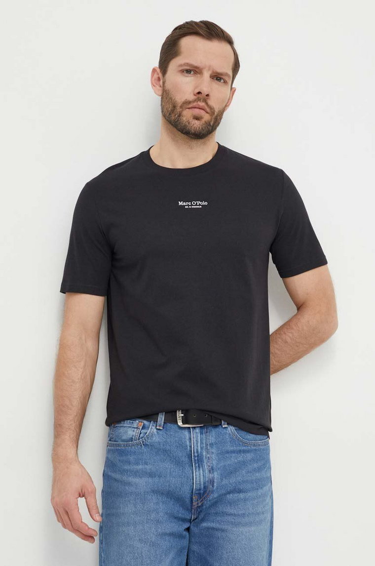 Marc O'Polo t-shirt bawełniany męski kolor czarny z nadrukiem 421201251034
