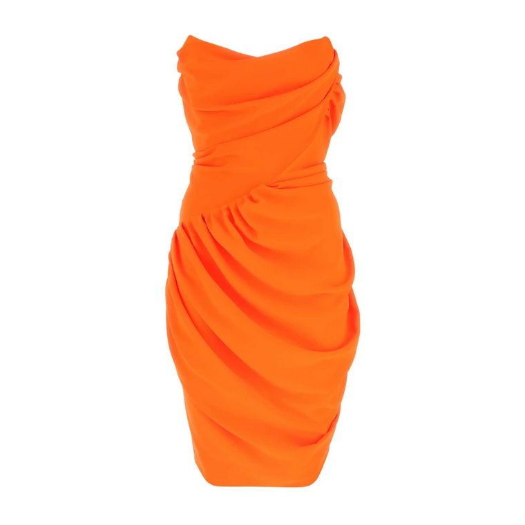 Fluo Orange poliester spiczasta sukienka gorsetowa Vivienne Westwood
