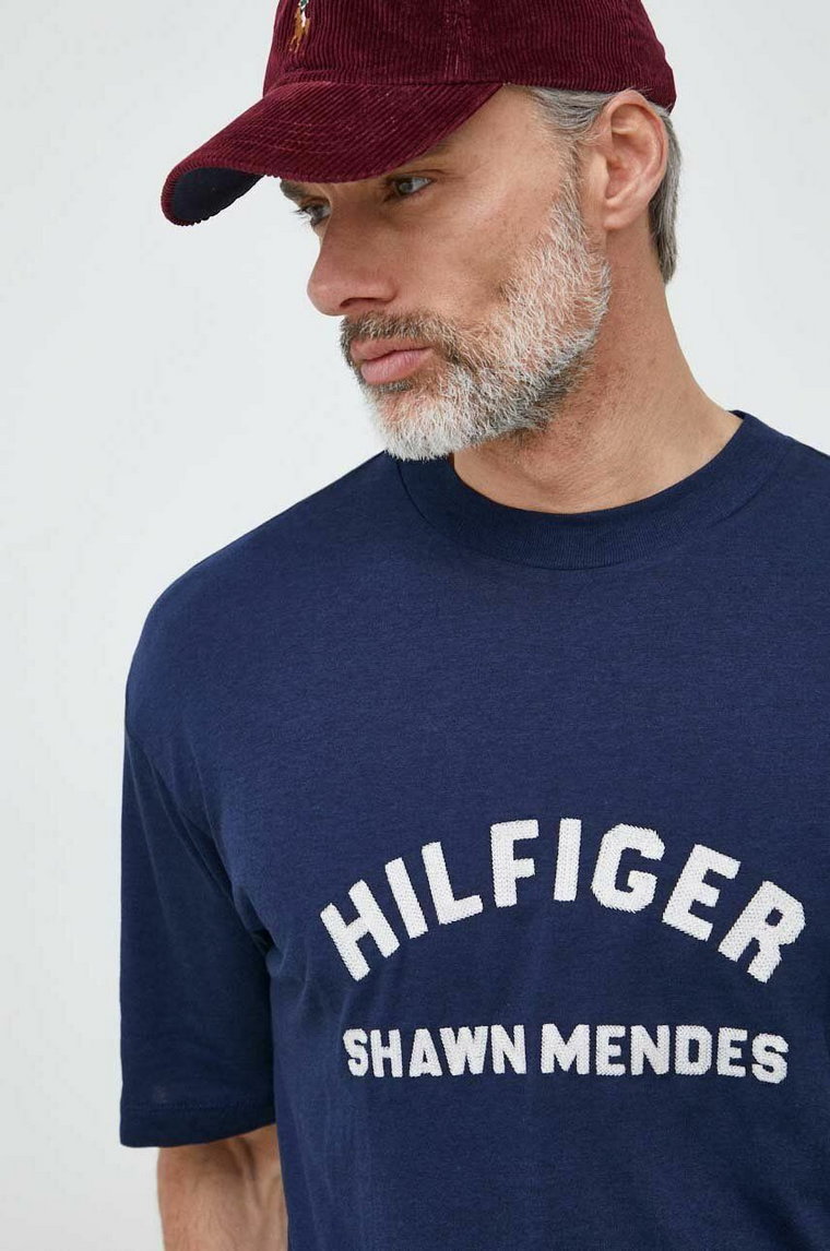 Tommy Hilfiger t-shirt x Shawn Mendes męski kolor granatowy z nadrukiem