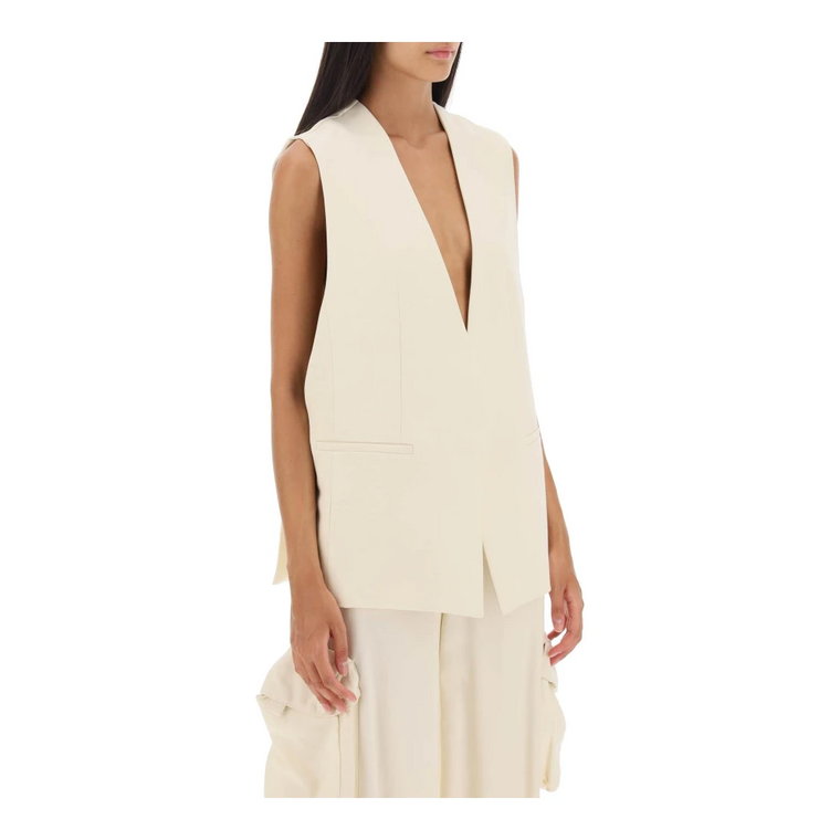 Ivory Cupro Blend Vest Amiri