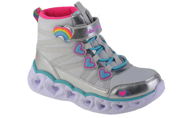 Skechers Sweetheart Lights - Sweet Styling 302668L-SMLT, Dla dziewczynki, Srebrne, buty zimowe, tkanina, rozmiar: 30