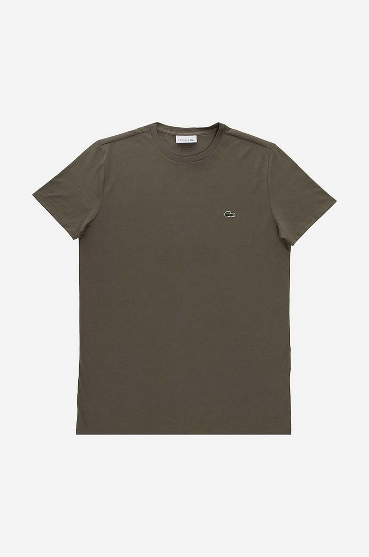 Lacoste t-shirt bawełniany kolor zielony gładki TH6709-001.