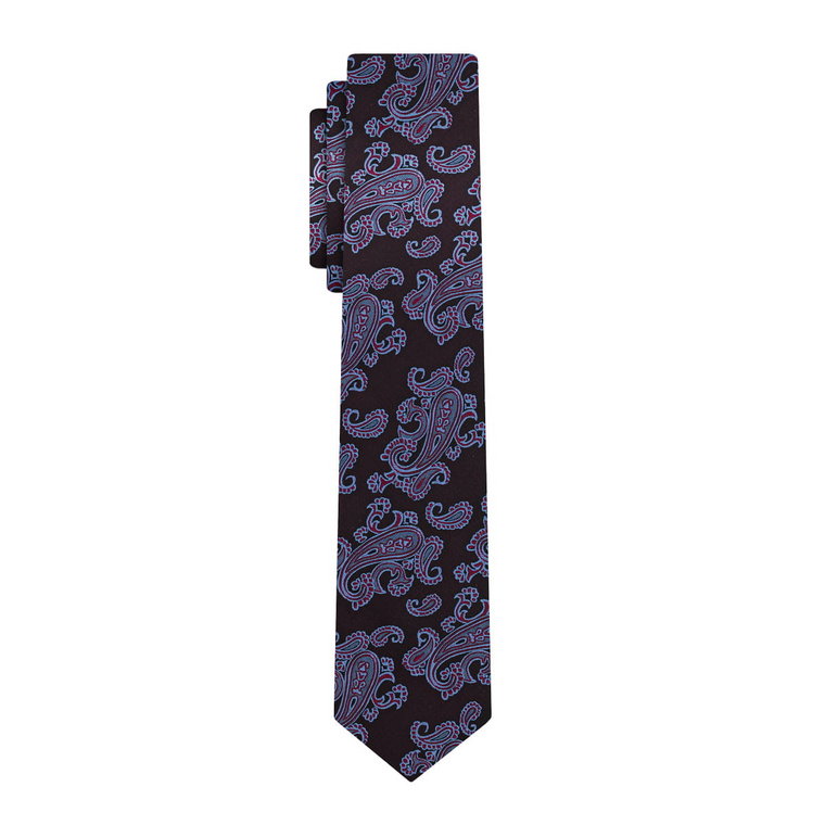 Krawat bordowy w niebieskie paisley EM 26