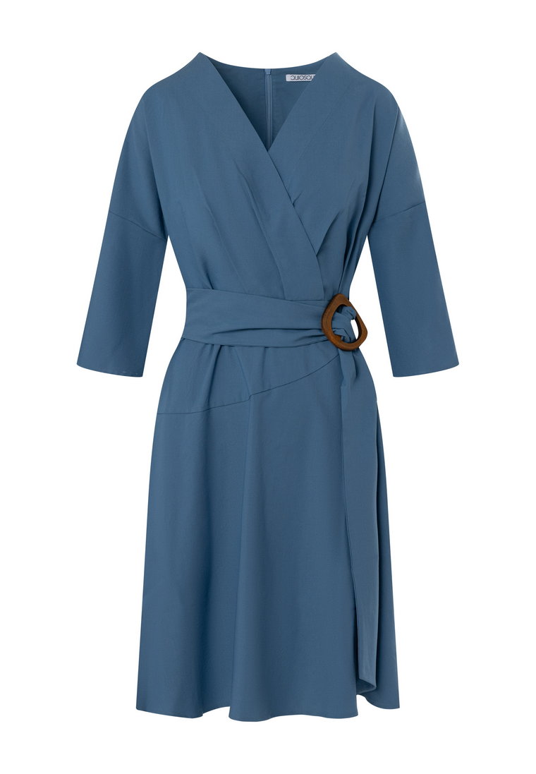 Niebieska sukienka kopertowa