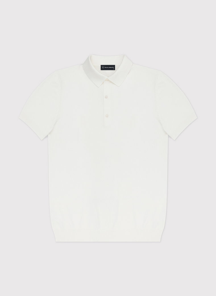 Biały dzianinowy t-shirt polo