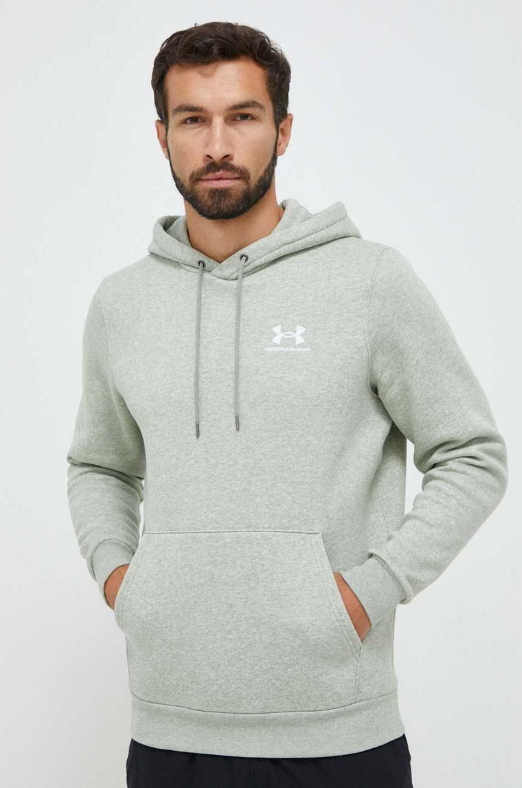 Under Armour bluza męska kolor zielony z kapturem z nadrukiem 1373880