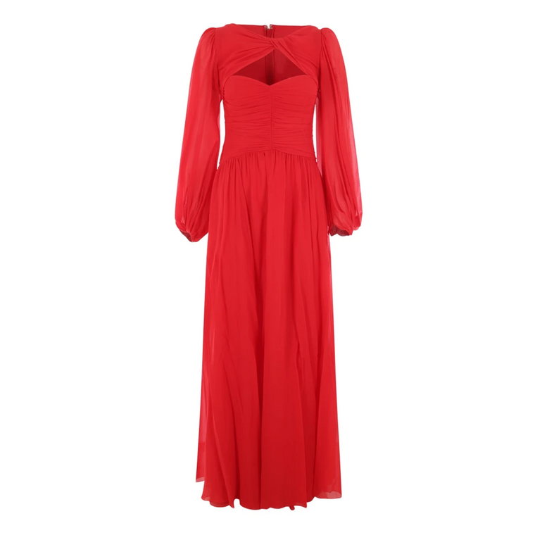 Czerwona Sukienka z Drapowaną Georgette z Strukturą Gorsetu Giambattista Valli