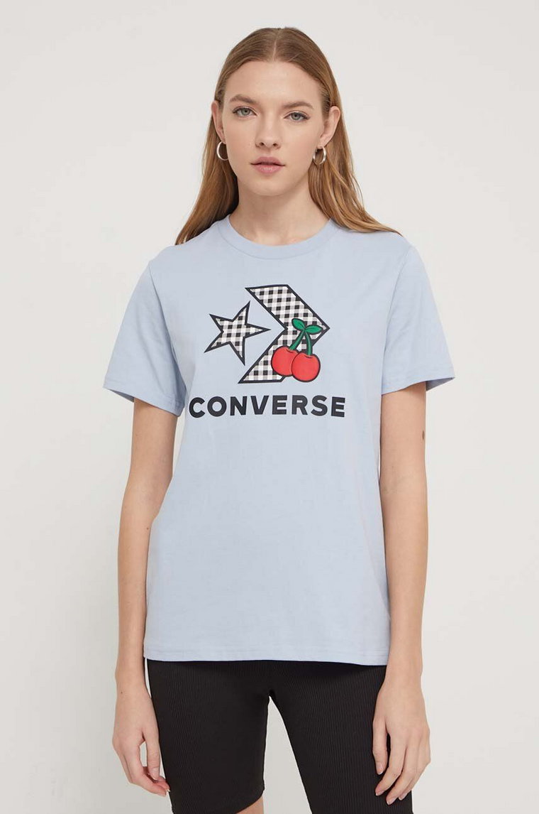 Converse t-shirt bawełniany damski kolor niebieski