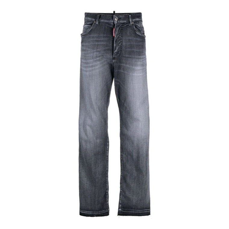 Szare Stonewashed Straight Jeans Dsquared2