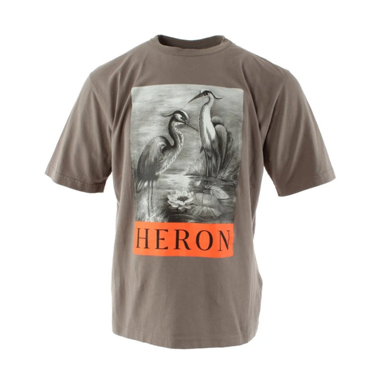Męska Szara Bawełniana Koszulka Heron Preston