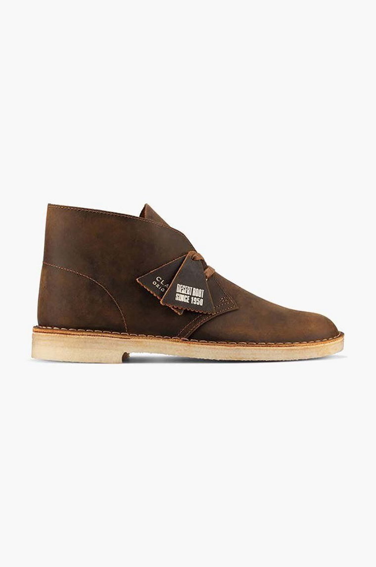 Clarks Originals półbuty skórzane Desert Boot męskie kolor brązowy 26155484