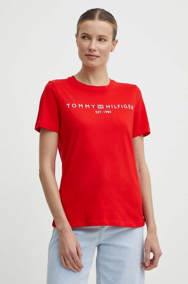 Tommy Hilfiger t-shirt bawełniany damski kolor czerwony