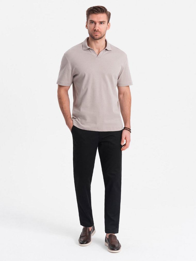 Spodnie męskie chino SLIM FIT z  delikatną teksturą - czarne V5 OM-PACP-0190