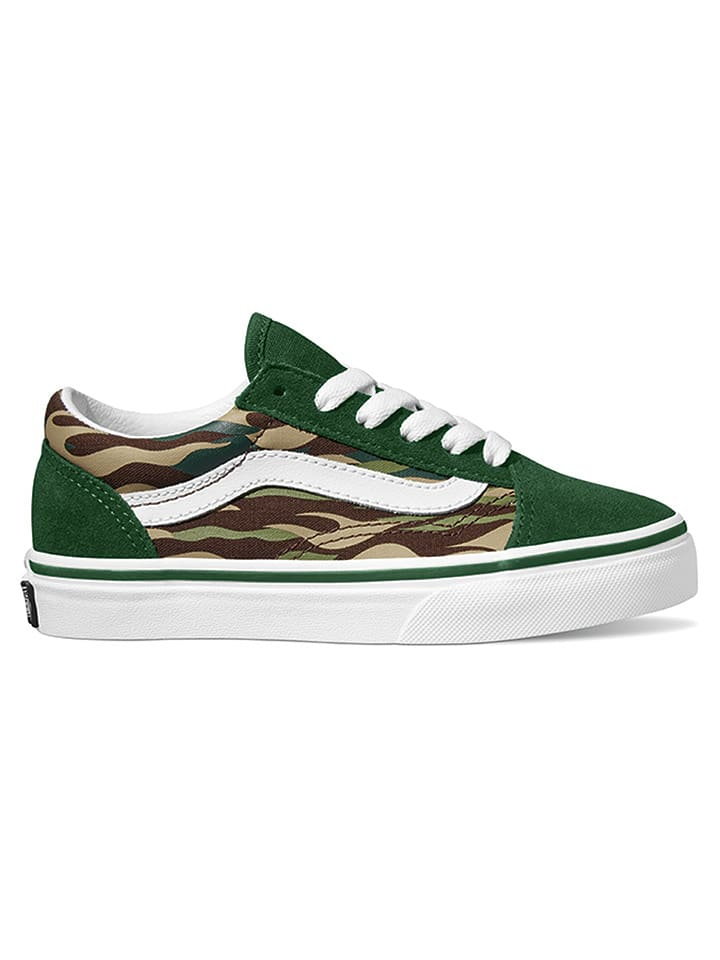 Vans Skórzane sneakersy "Old Skool" w kolorze zielono-oliwkowym