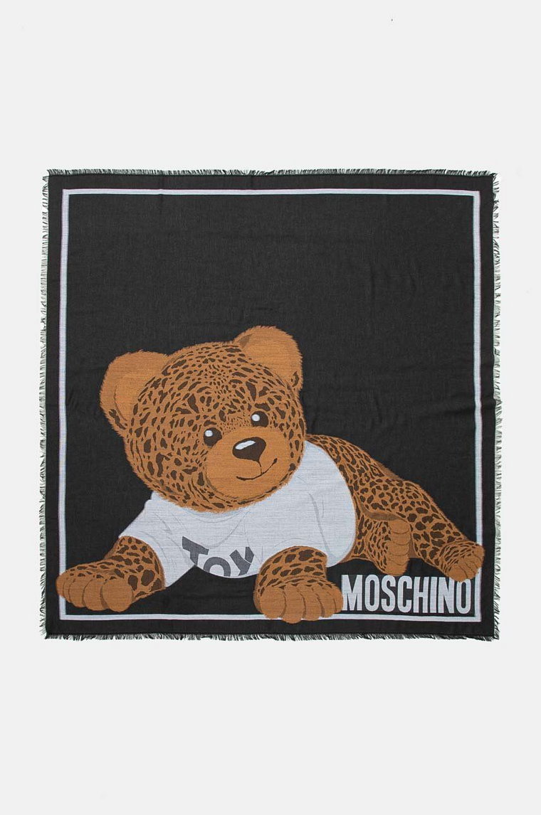 Moschino chusta z domieszką wełny kolor czarny wzorzysta M3164 30821