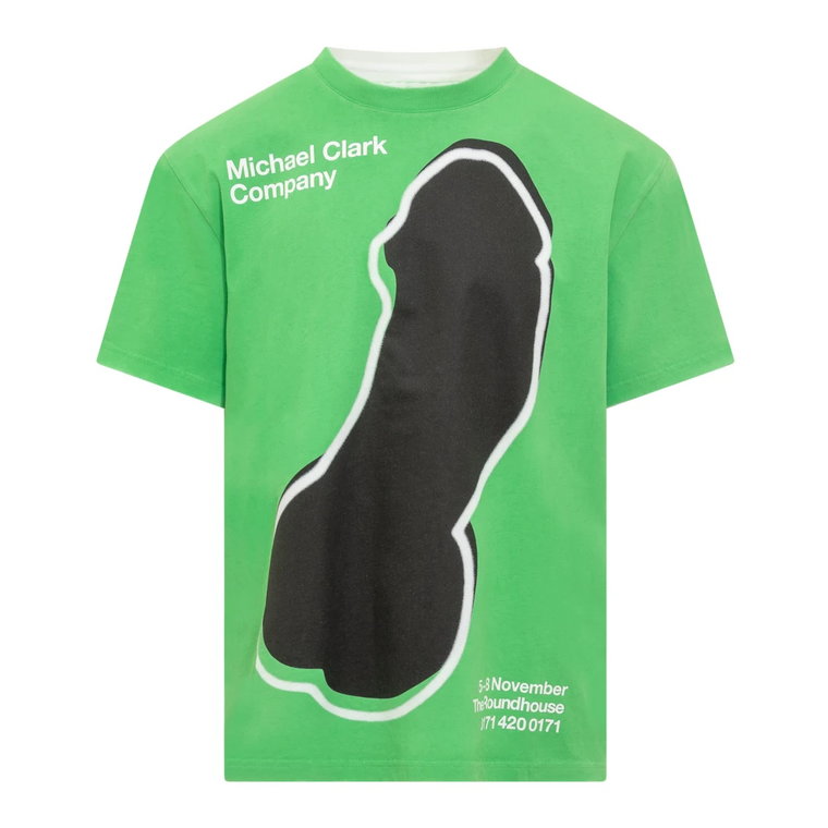 Zielony T-shirt z Okrągłym Dekoltem i Nadrukiem na Przodzie JW Anderson