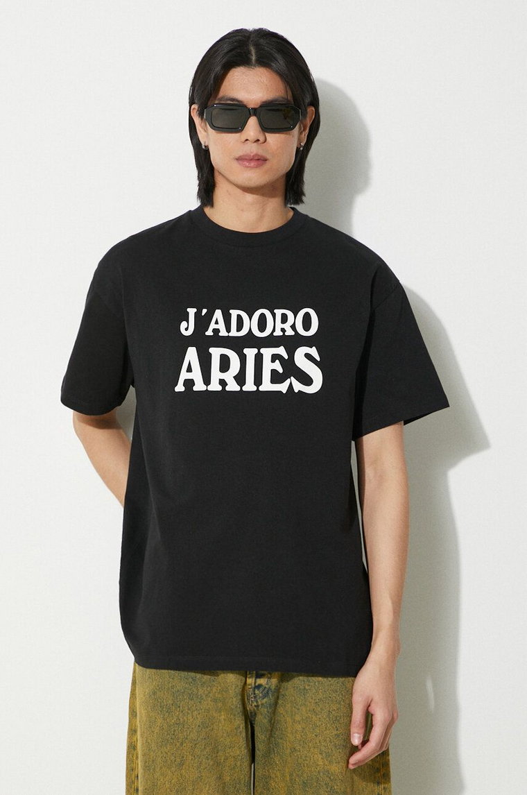 Aries t-shirt bawełniany JAdoro Aries SS Tee kolor czarny z nadrukiem SUAR60008X