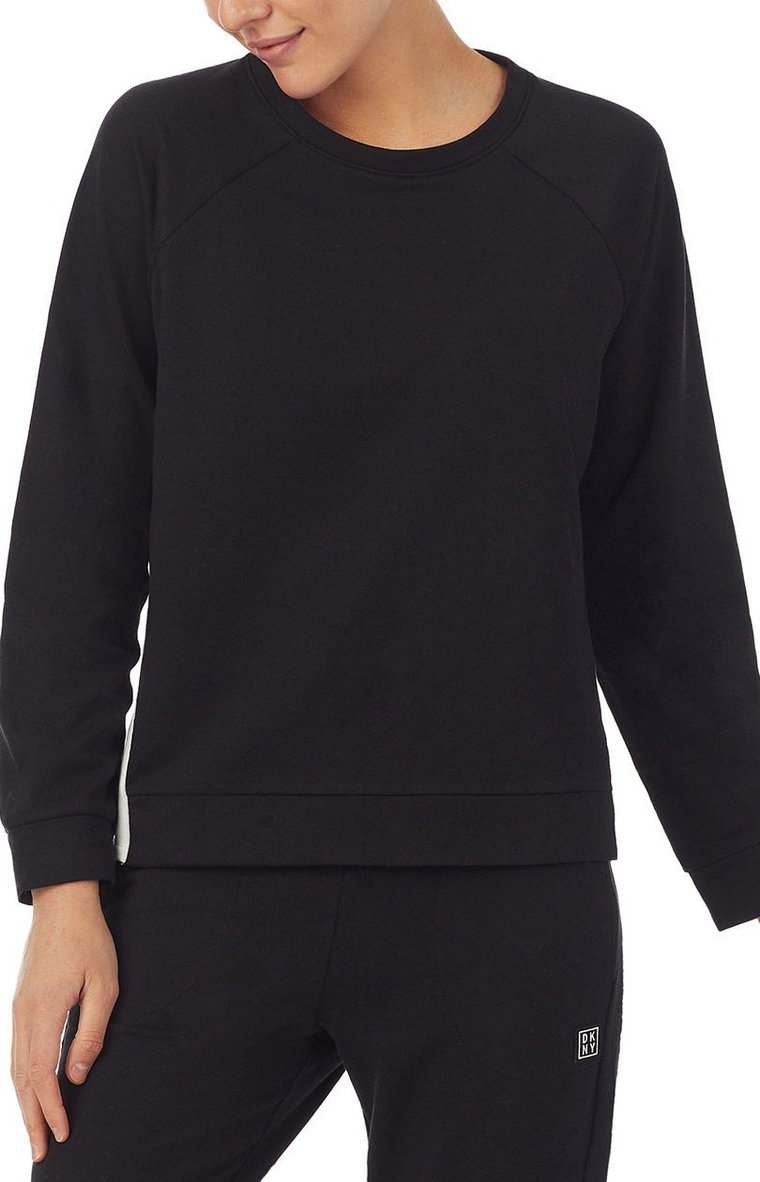 DKNY Bluza damska z długim rękawem czarna relaxed fit YI2422484, Kolor czarny, Rozmiar XS, DKNY