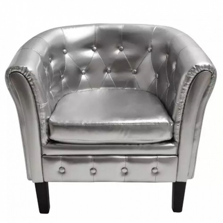 Półokrągły fotel ze skóry syntetycznej srebrny kod: V-60708
