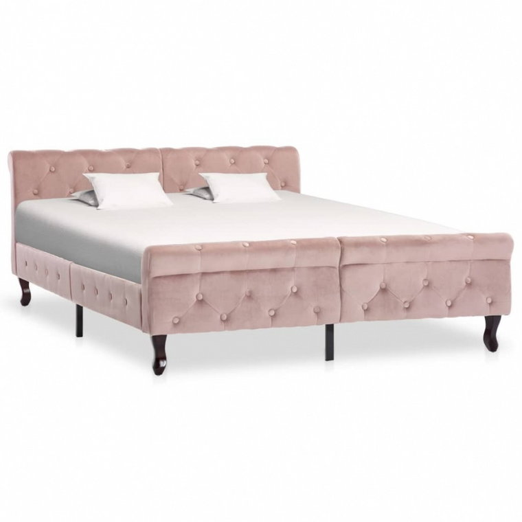 Rama łóżka, różowa, tapicerowana aksamitem, 140 x 200 cm kod: V-288567