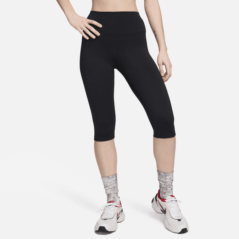 Damskie legginsy capri z wysokim stanem Nike One - Czerń