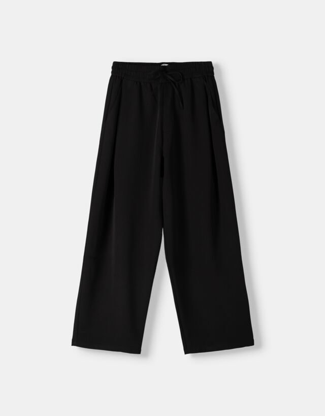 Bershka Spodnie Super Baggy Tailored Fit Mężczyzna S Czarny