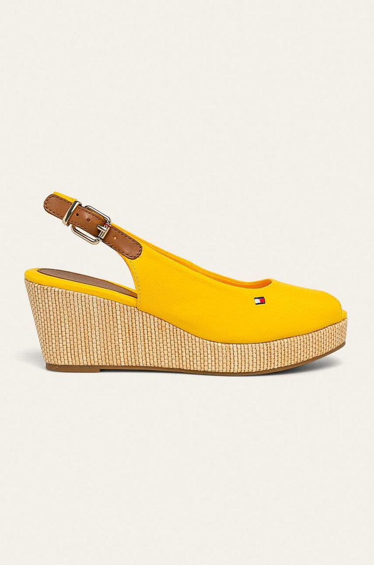 Tommy Hilfiger sandały ICONIC ELBA SLING BACK WEDGE damskie kolor żółty na koturnie FW0FW04788