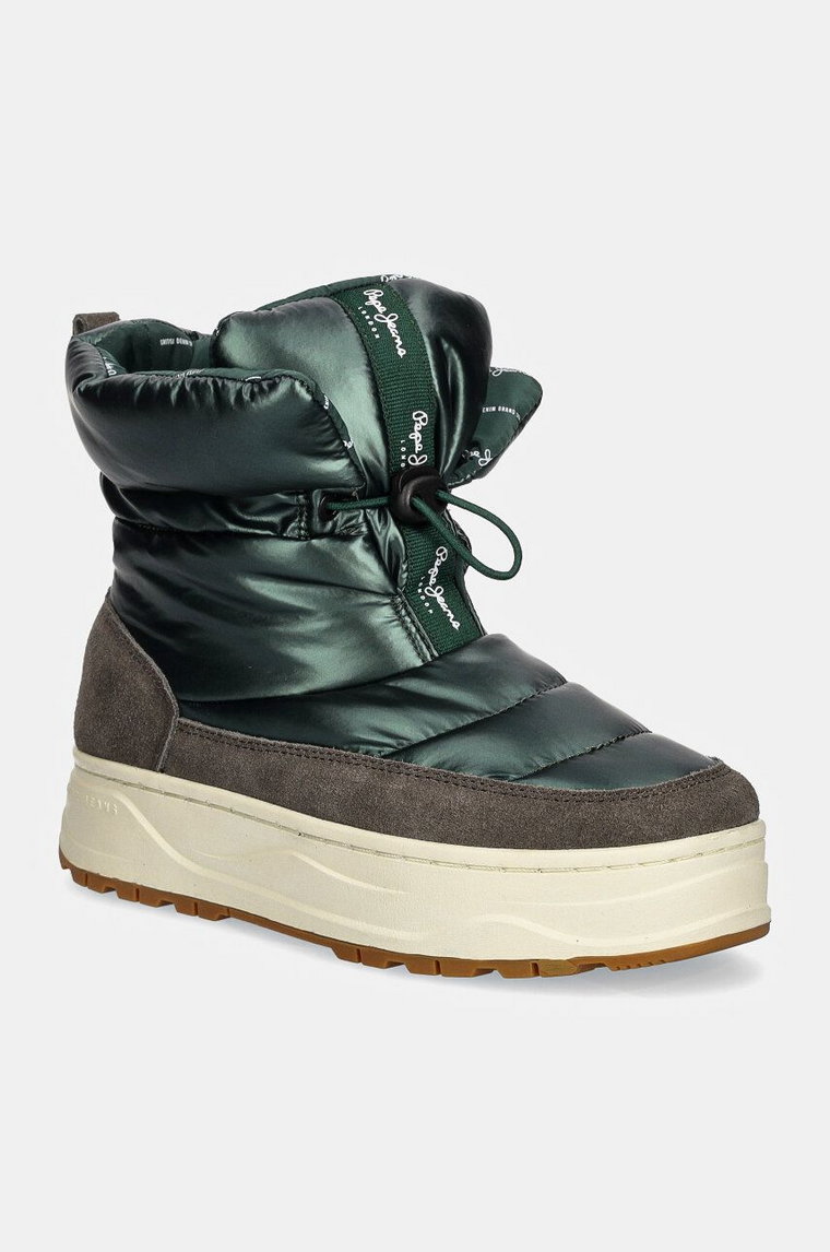 Pepe Jeans śniegowce PLS50554 kolor zielony KORE METALLIC W