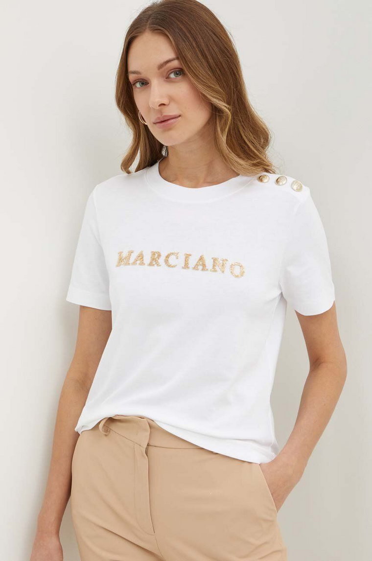 Marciano Guess t-shirt bawełniany VIVIANA damski kolor biały 4GGP18 6255A