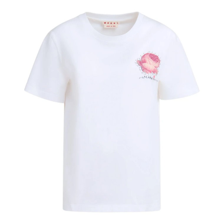 koszulka z dżerseju z naszywką kwiatową Marni
