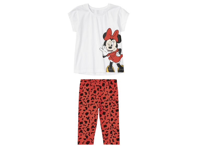 Komplet dziewczęcy z bohaterami bajek (t-shirt + legginsy) (Myszka Minnie, 122/128)