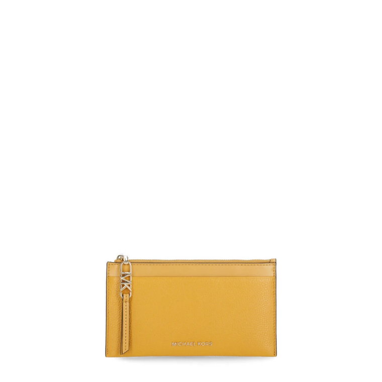 Żółty portfel z pebbled leather i zamkiem błyskawicznym Michael Kors