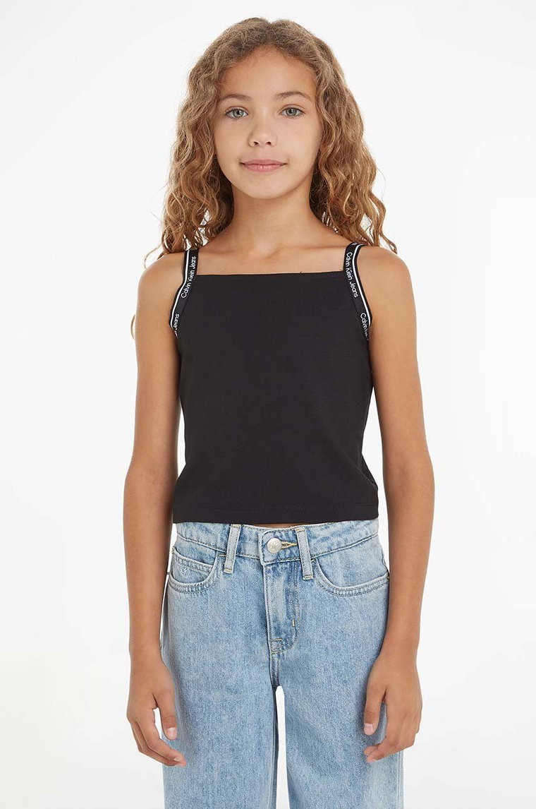 Calvin Klein Jeans top dziecięcy kolor czarny