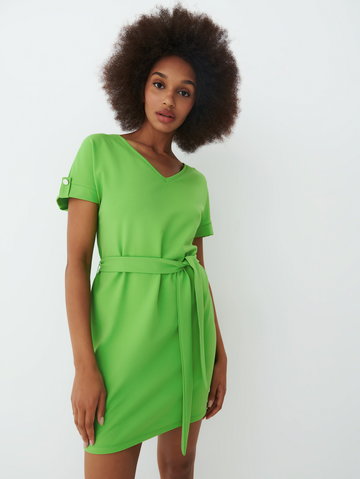 Mohito - Elegancka sukienka mini z wiązaniem - Zielony