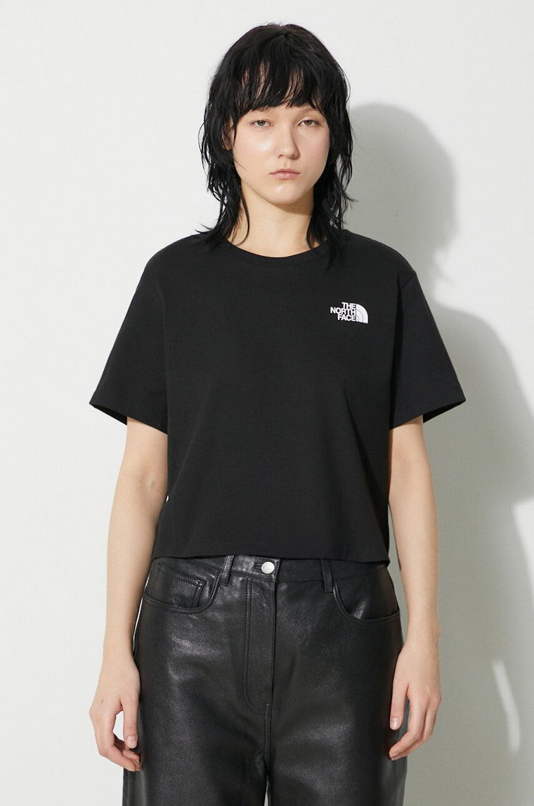 The North Face t-shirt W Simple Dome Cropped Slim Tee damski kolor czarny NF0A87U4JK31