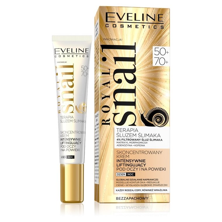 Eveline Cosmetics, Royal Snail 50+/70+, krem intensywnie liftingujący pod oczy i na powieki, 20 ml