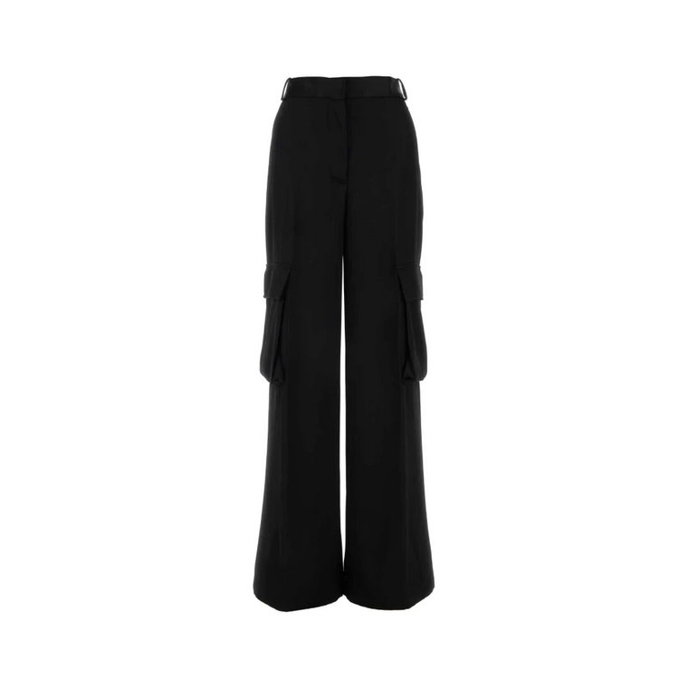 Czarne satynowe spodnie cargo Versace