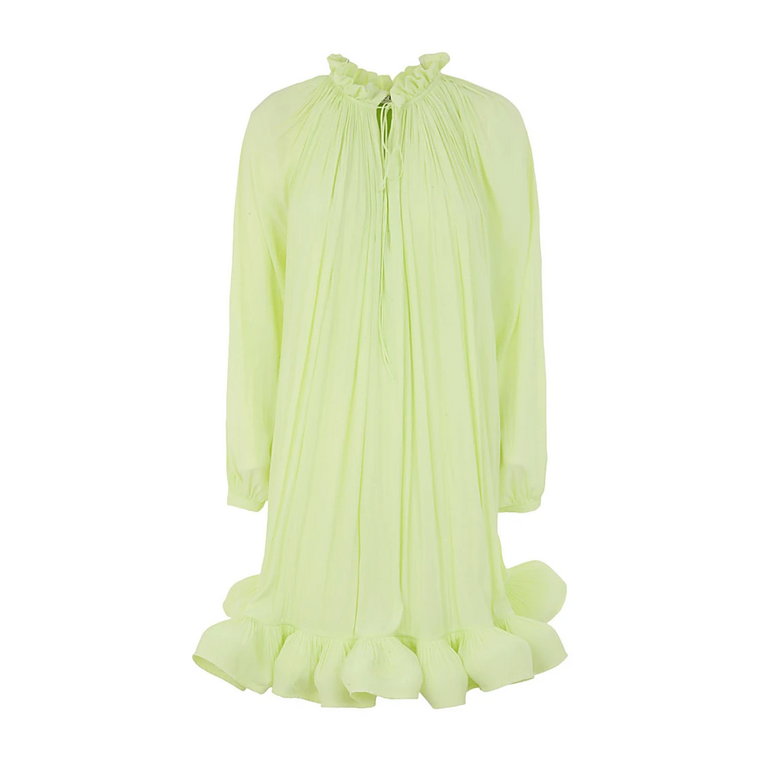 Fluorescencyjna Żółta Mini Sukienka Charmeuse Lanvin