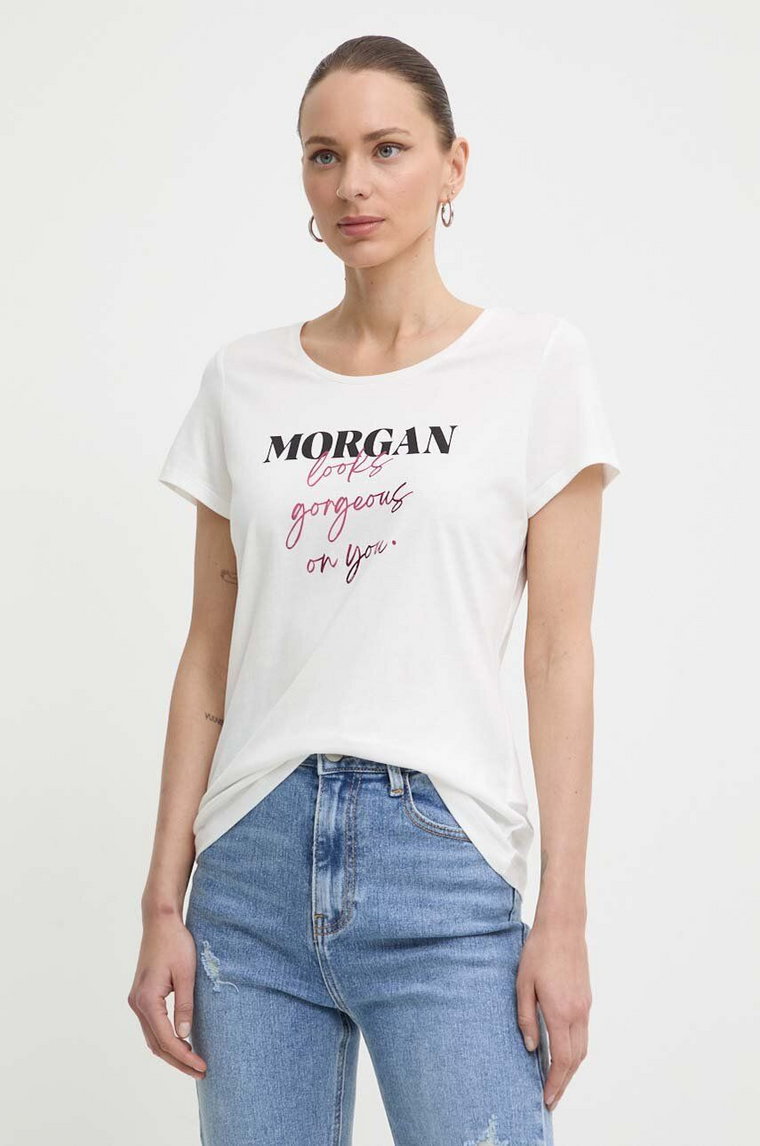 Morgan t-shirt DLOOKS damski kolor biały DLOOKS