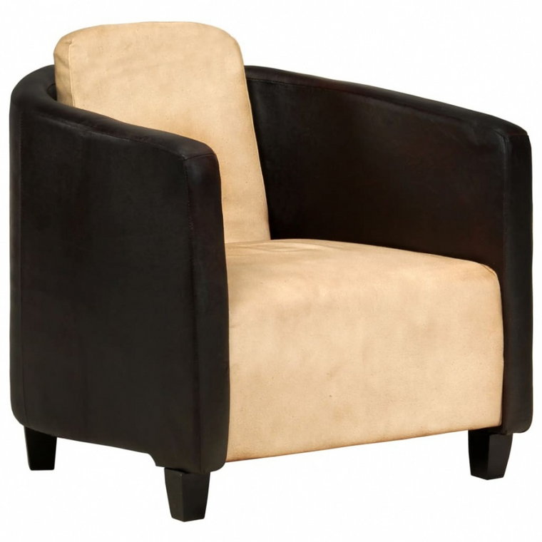 Fotel czarno-jasnobrązowy skóra naturalna kod: V-283761