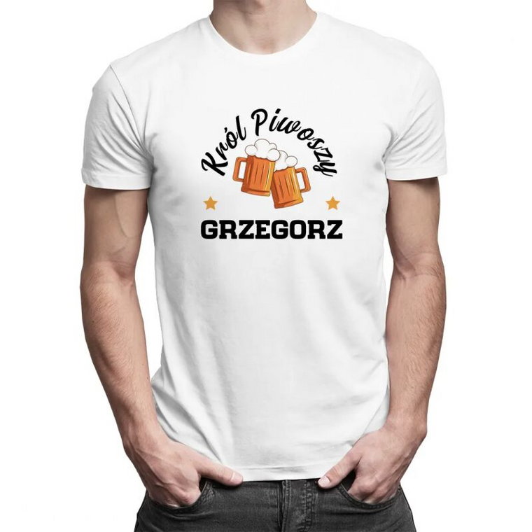 Król piwoszy + imię męska koszulka na prezent - produkt personalizowany