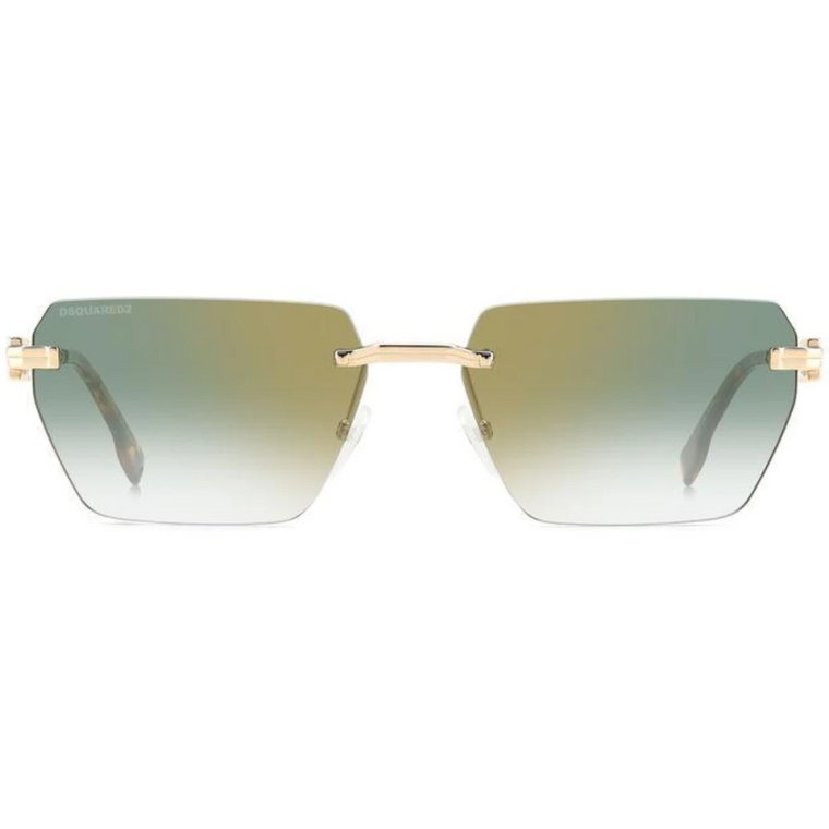 Okulary przeciwsłoneczne prostokątne D20102/S-Pef Złoto Zielony Dsquared2