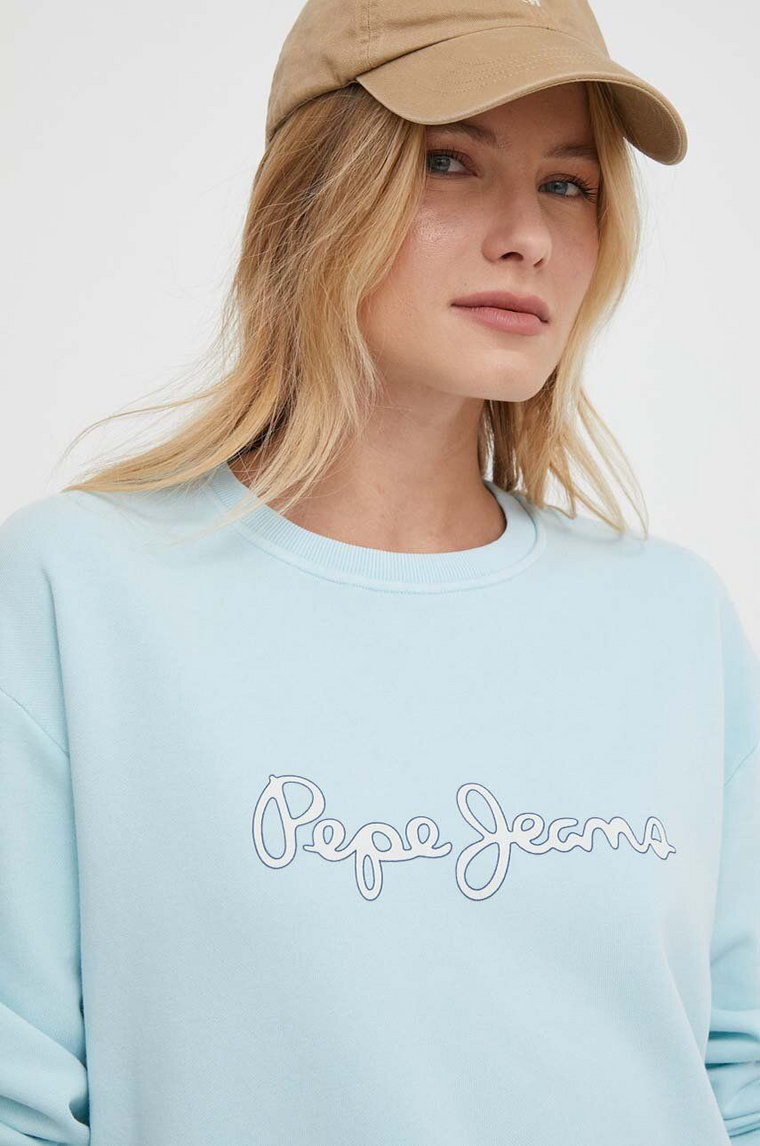 Pepe Jeans bluza damska kolor niebieski z nadrukiem