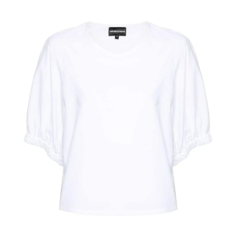 Biała Bluzka z Puff Sleeve Emporio Armani