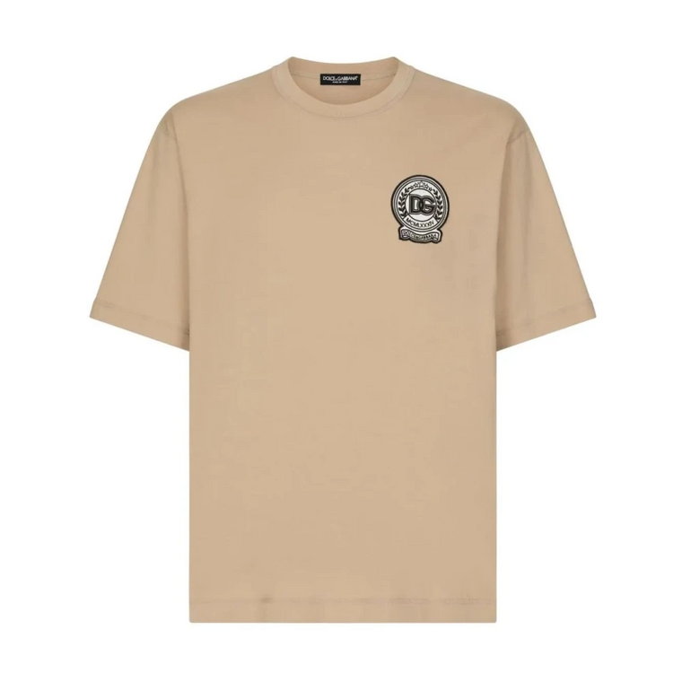 Crest Logo Beige T-Shirt Dolce & Gabbana