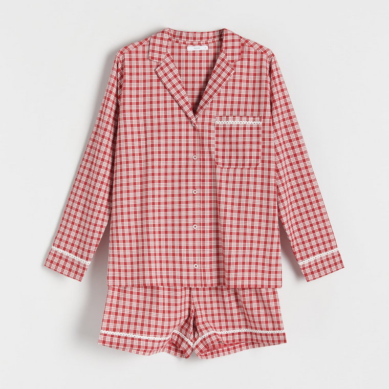 Reserved - Dwuczęściowa piżama w kratę - czerwony