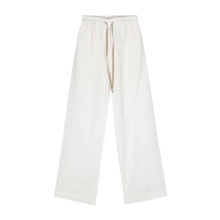 Białe lniane szerokie spodnie Paul Smith